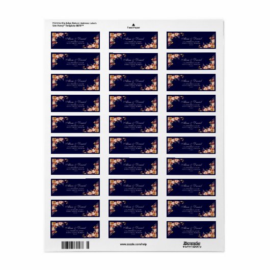 Boho Navy Blue Burnt Orange Floral Address (Vorne)