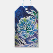 Boho Navy Blue Celestial Dahlia Floral Watercolor Geschenkanhänger (Rückseite)