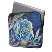 Boho Navy Blue Celestial Dahlia Floral Watercolor Laptopschutzhülle (Vorderseite Links)
