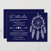 Boho Navy Blue Details Dreamcatcher Tribal Hochzei Einladung (Vorne/Hinten)