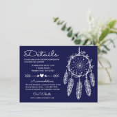 Boho Navy Blue Details Dreamcatcher Tribal Hochzei Einladung (Stehend Vorderseite)