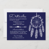 Boho Navy Blue Details Dreamcatcher Tribal Hochzei Einladung (Vorderseite)
