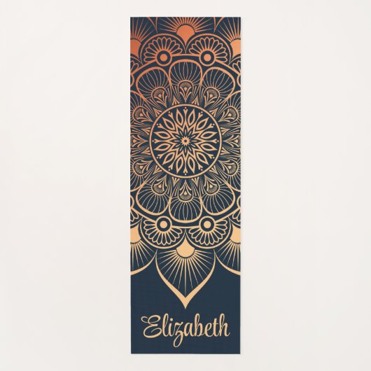 Boho Navy Blue Mandala Individuelle Name Yoga Mat Yogamatte (Vorderseite)