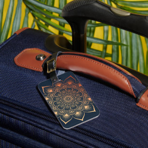 Boho Navy Blue Peach Mandala Gepäckanhänger