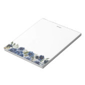 Boho Navy Blue Rose und Peonies Personalisiert Notizblock (Rotiert)