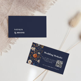 Boho Navy Blue Terracotta Wedding Card Visitenkarte
