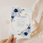 Boho Navy Blue Watercolor Brautparty Einladung