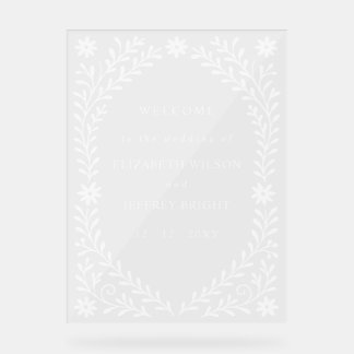 Boho-Navy-Blumen-Hochzeits-Willkommensschild Acrylschild