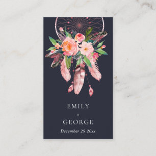 BOHO NAVY BLUSH DREAM CATCHER WEDING DANKE VISITENKARTE