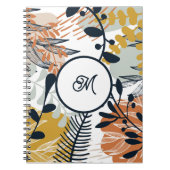 Boho Navy Brown Gold Blätter Notebook Notizblock (Vorderseite)