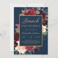 Boho navy burgundy Blumenbrunch mit Bläschen
