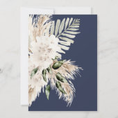 Boho Navy & Cream Pampas Wedding Einladung (Rückseite)
