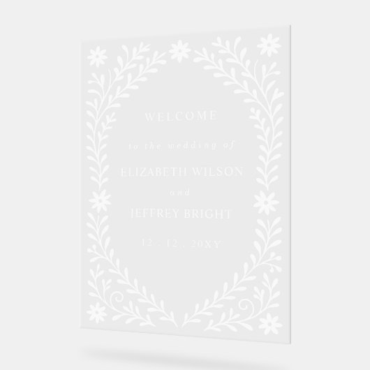 Boho Navy Floral Wedding Welcome Sign Acrylschild (Winkel)