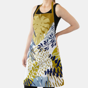 Boho Navy, Gold und Blue Blätter Schürze
