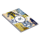 Boho Navy Green Tan Blätter Notebook Notizblock (Rechte Seite)