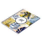 Boho Navy Green Tan Blätter Notebook Notizblock (Linke Seite)