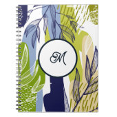 Boho Navy Lime Green Blätter Notebook Notizblock (Vorderseite)