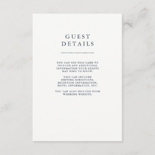 Boho Navy Peony Floral Wedding Guest Details Begleitkarte