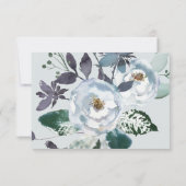 Boho Navy Peony Floral Wedding RSVP Karte (Rückseite)