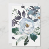 Boho Navy Peony Floral Wreath Brautparty Einladung (Rückseite)