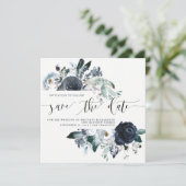 Boho Navy Peony Wedding Save the Date (Stehend Vorderseite)