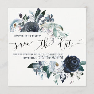 Boho Navy Peony Wedding Save the Date   Foto
