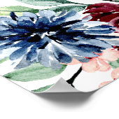 Boho Navy Pink Floral Love in Bloom Bridal Shower Poster (Ecke)