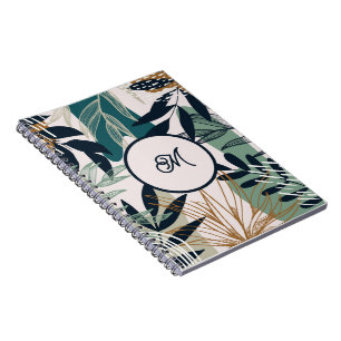 Boho Navy Teal Gold Blätter Notizbuch Notizblock