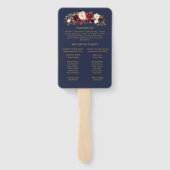 Boho Navy und Gold Floral Wedding Program Fans Fächer (Rückseite)