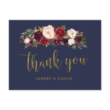 Boho Navy und Gold Floral Wedding Vielen Dank