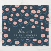 Boho Navy und Pink Floral Custom Brautparty Alkoholflaschenetikett (Einzelnes Label)
