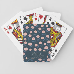 Boho Navy und Pink Floral Custom Brautparty Spielkarten
