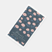 Boho Navy und Pink Floral Pattern Brautparty Serviette (Ecke)