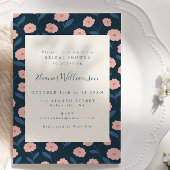 Boho Navy und Rosa Blume Brautparty Einladung