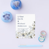 BOHO Navy White Floral Pampas Grass Wedding Flyer (Einzeln)