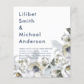 BOHO Navy White Floral Pampas Grass Wedding Flyer (Vorne)