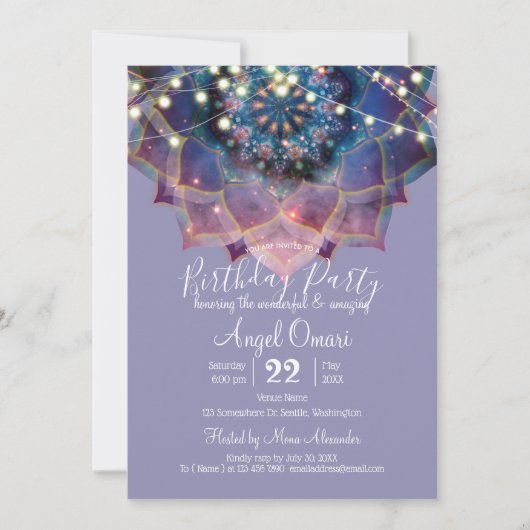 Boho Nebula Blüte | Mandala-Design Einladung (Vorderseite)