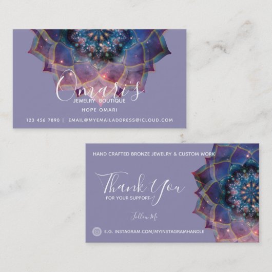 Boho Nebula Blüte | Mandala-Design Visitenkarte (Vorne/Hinten)
