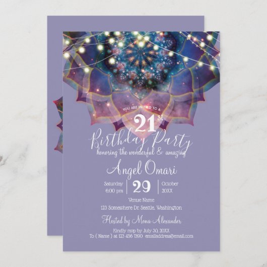 Boho Nebula Mandala Einladung (Vorne/Hinten)