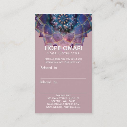 Boho Nebula Mandala, Mystik Empfehlungskarte (Rückseite)