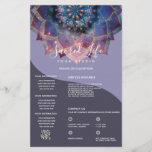 Boho Nebula Mandala, Mystik Flyer<br><div class="desc">Diese hübsche, schicke, blumengeschmückte Mandala in Purpur-, Blues- und Pinseltönen mit Sternen, Wolkennebel und Fraktalen, die in dieser Lotus-Blume, die gezeichnet inspiriert wird, geflochten sind. Dieses bohemianische Design ist in Visitenkarten, Einladungen, Aufklebern etc. erhältlich und in verschiedenen Layouts und Farbschemata erhältlich. Ich hoffe, Sie mögen es :-) vielen Dank für...</div>