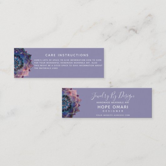 Boho Nebula Mandala, Mystik Mini Visitenkarte (Vorne/Hinten)