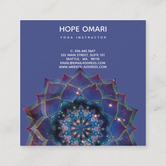 Boho Nebula Mandala, Mystik Quadratische Visitenkarte (Rückseite)