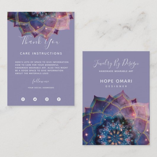 Boho Nebula Mandala, Mystik Visitenkarte (Vorne/Hinten)