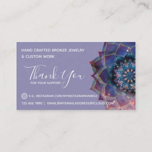 Boho Nebula Mandala, Mystik Visitenkarte (Rückseite)