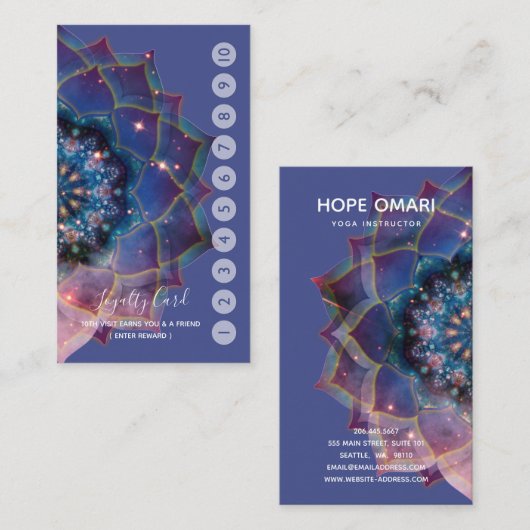 Boho Nebula Mandala, Mystik Visitenkarte (Vorne/Hinten)