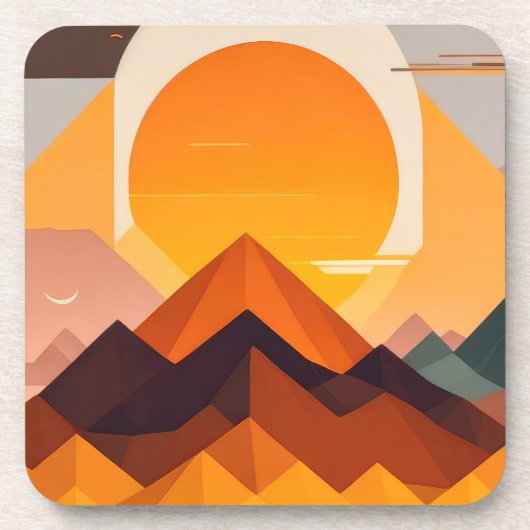 BOHO NEO GEO SUNSET GETRÄNKEUNTERSETZER (Vorderseite)