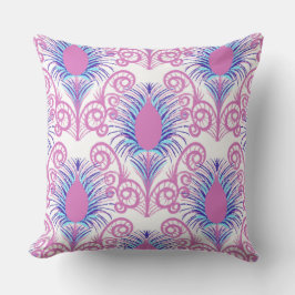 Boho Neon Pink Jewel Tone Peacock Feather Kissen