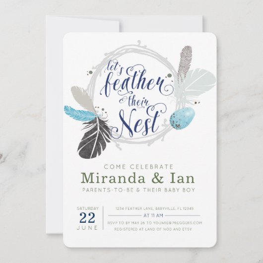 Boho Nest Baby Shower Einladung (Vorderseite)