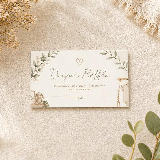 Boho Nesting Party Windel-Raffle-Tickets Begleitkarte